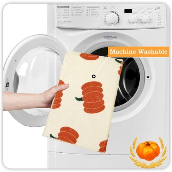 Bathroom Rug Cute Pumpkin Non Slip Long Entry & Bedroom Mat, 18x47inch - Picture 2 of 7